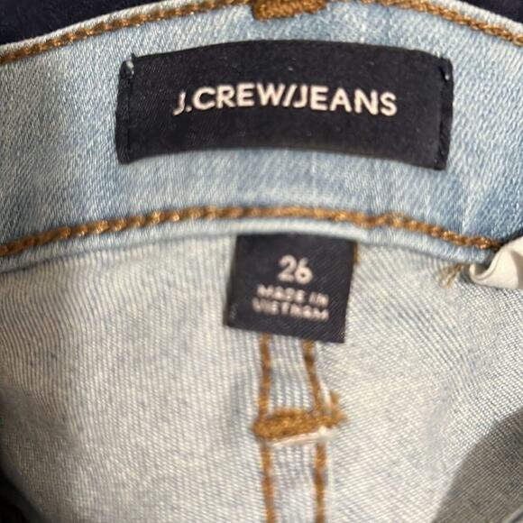 J Crew Fair Trade Certified Light Wash Button Fly Front Raw Hem Skinny Jeans 26 - Picture 8 of 11